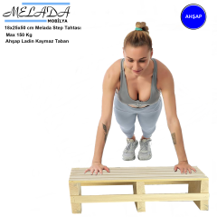 18 cm Yükseklikte Doğal Ahşaptan Ev içi Kullanıma Uygun Kaymaz Tabanlı Step Tahtası 18x25x50 cm