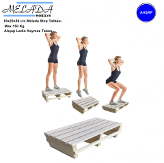 18 cm Yükseklikte Doğal Ahşaptan Ev içi Kullanıma Uygun Kaymaz Tabanlı Step Tahtası 18x25x50 cm