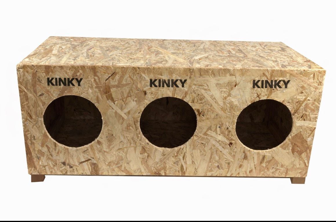 KINKY Kedi Evi Dış Ortam Uygun Ahşap Kedi Evi Double OSB 93x41x39 CM