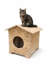MELADA Kedi yuvası Yağmura Ve Soğuğa Dayanıklı Osb Kedi Evi Yuvası (DENİZ TUT.)Kurulu Teslimat